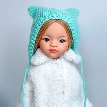 Шапочка "Кошечка"  для куклы Paola Reina 33 см, мятная